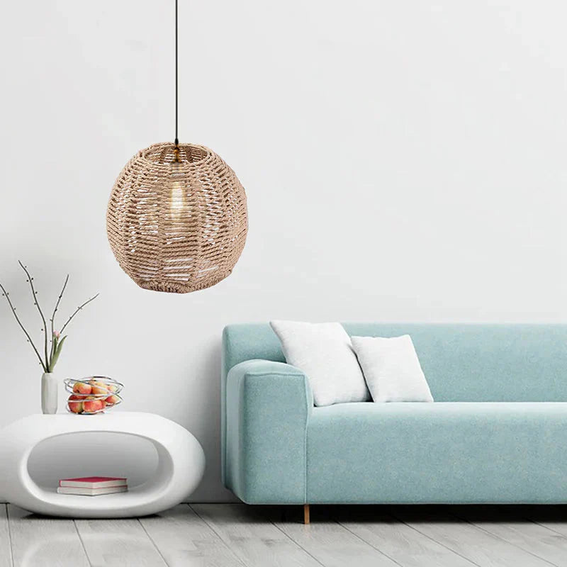 Selune — Vintage Style Simulated Rattan Lamp Shade with Warm Glow
