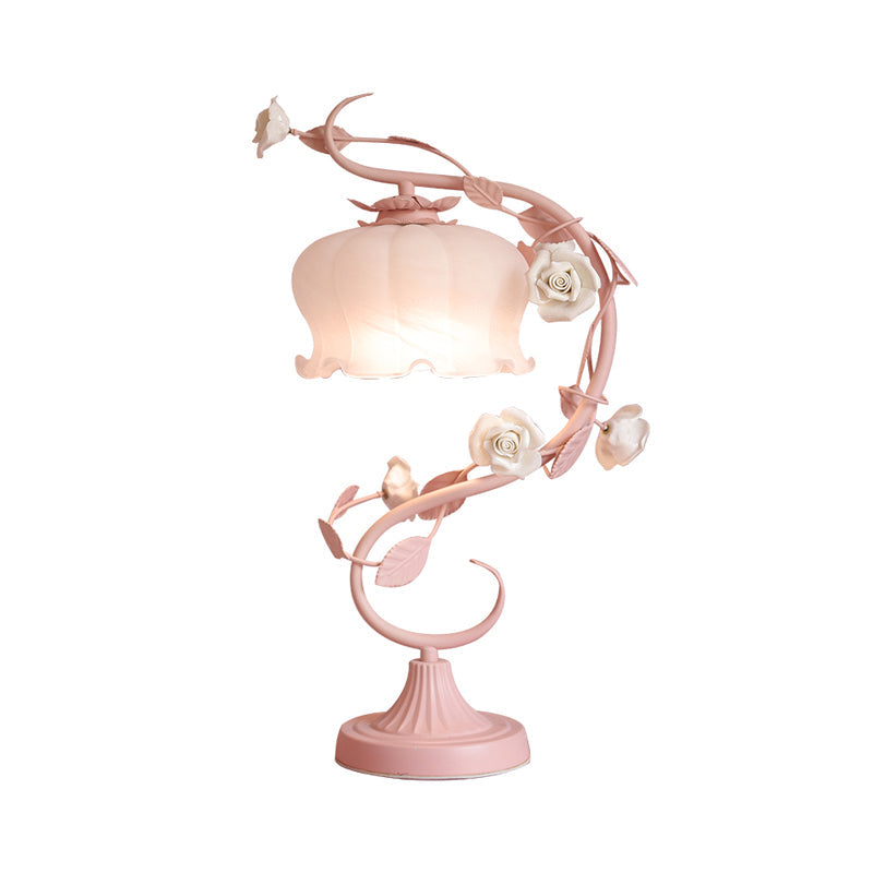 Decorative Table Lamp | Handcrafted Rose Petal Shade | Glass & Floral Frame | Ambient Lighting