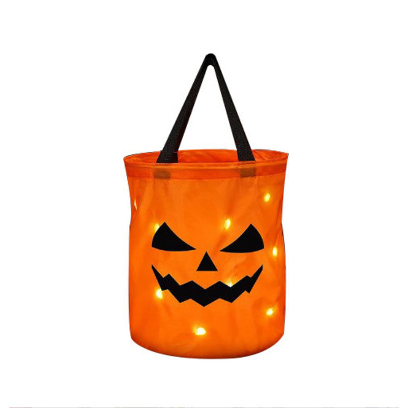 Personalized Halloween Pumpkin Tote with Glowing LED Lights
