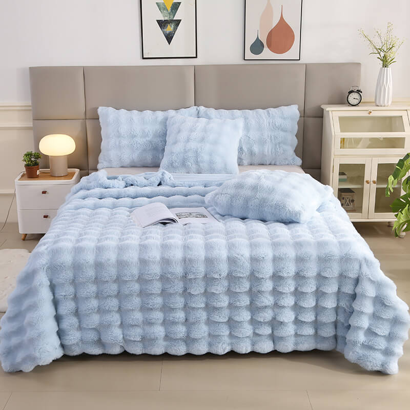Faux Rabbit Fur Blanket | Double-Layer Plush | Extra Thick Warmth | Hypoallergenic