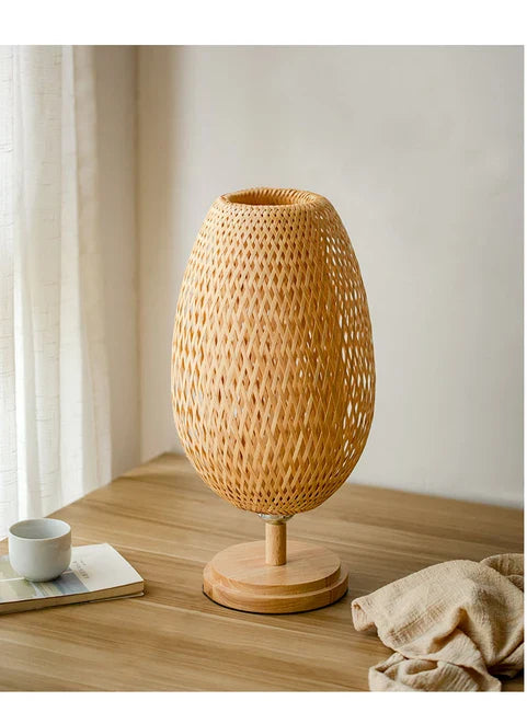 Illumo — Handwoven Rattan Table Lamp with Stepless Dimmer