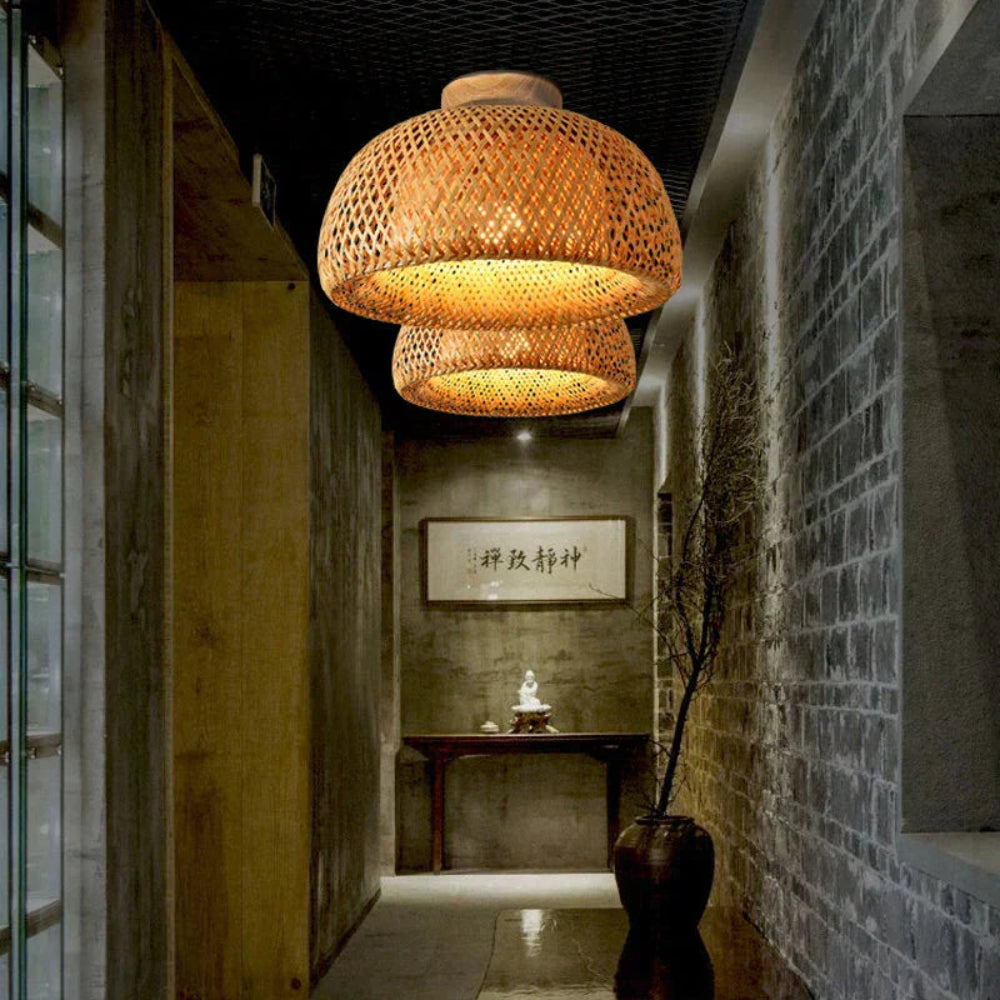 Brightora — Handmade Bamboo Ceiling Light with Warm Ambient Glow