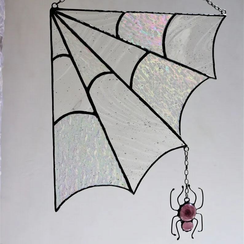 Halloween Acrylic Spiderweb Door Topper with Iridescent Glow Decor