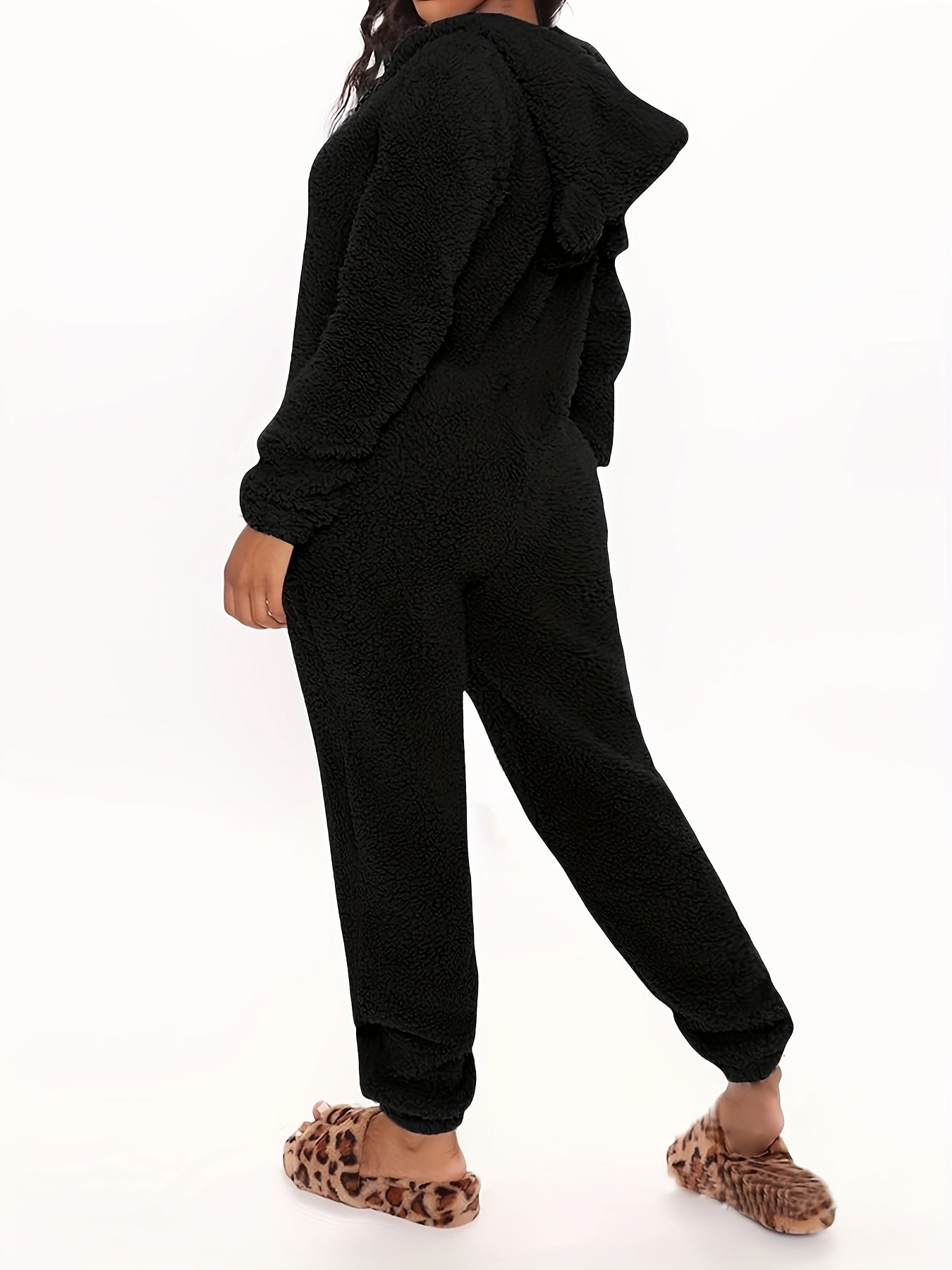 Women's Pajama Jumpsuit | Hooded Zipper | Cozy Warmth Comfort | Polyester