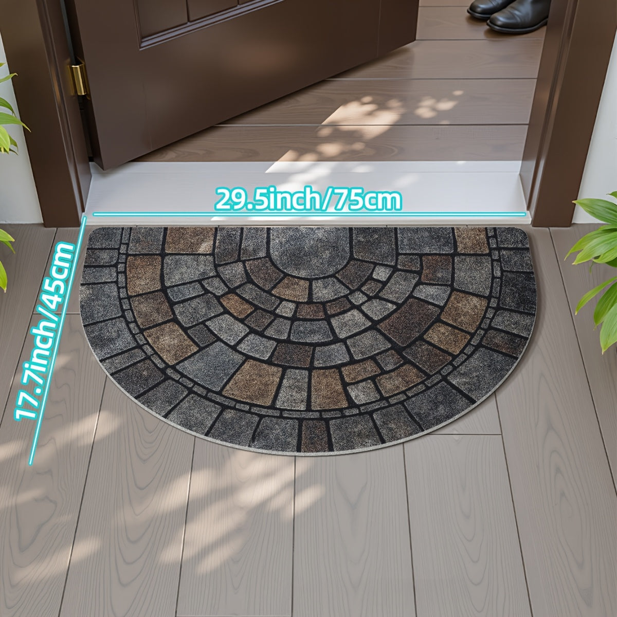 Elegant Round Mosaic Welcome Mat for Indoor and Outdoor Spaces