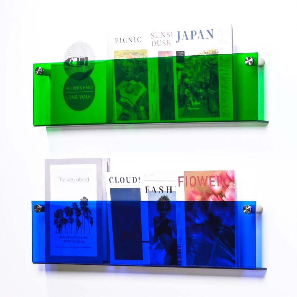 Wall-Mounted Magazine Holder | Floating Acrylic Design | 50cm Wide & Eco-Friendly | Space-Saving Storage