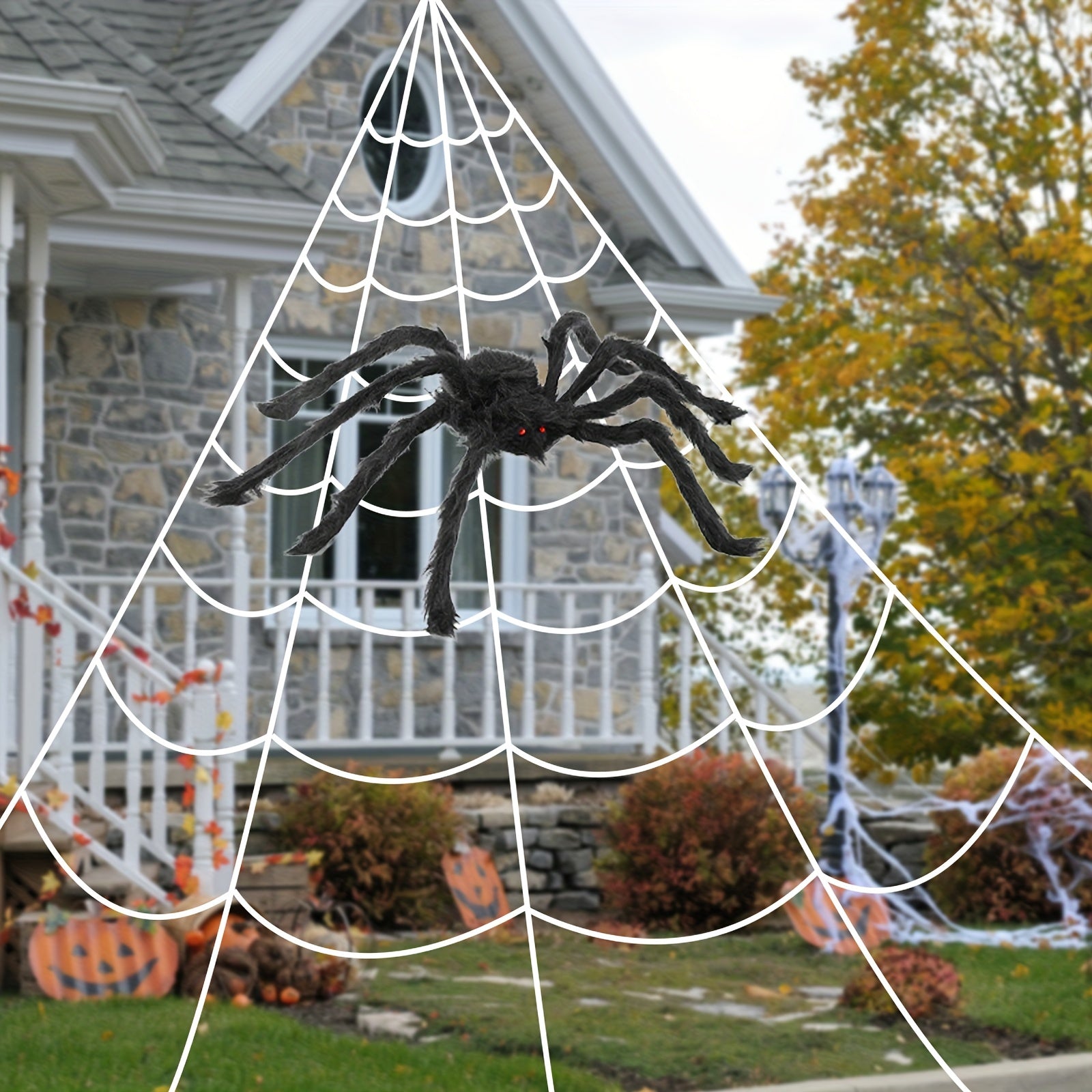 Large Outdoor Halloween Spider Web Decoration Durable Weather-Resistant Fabric