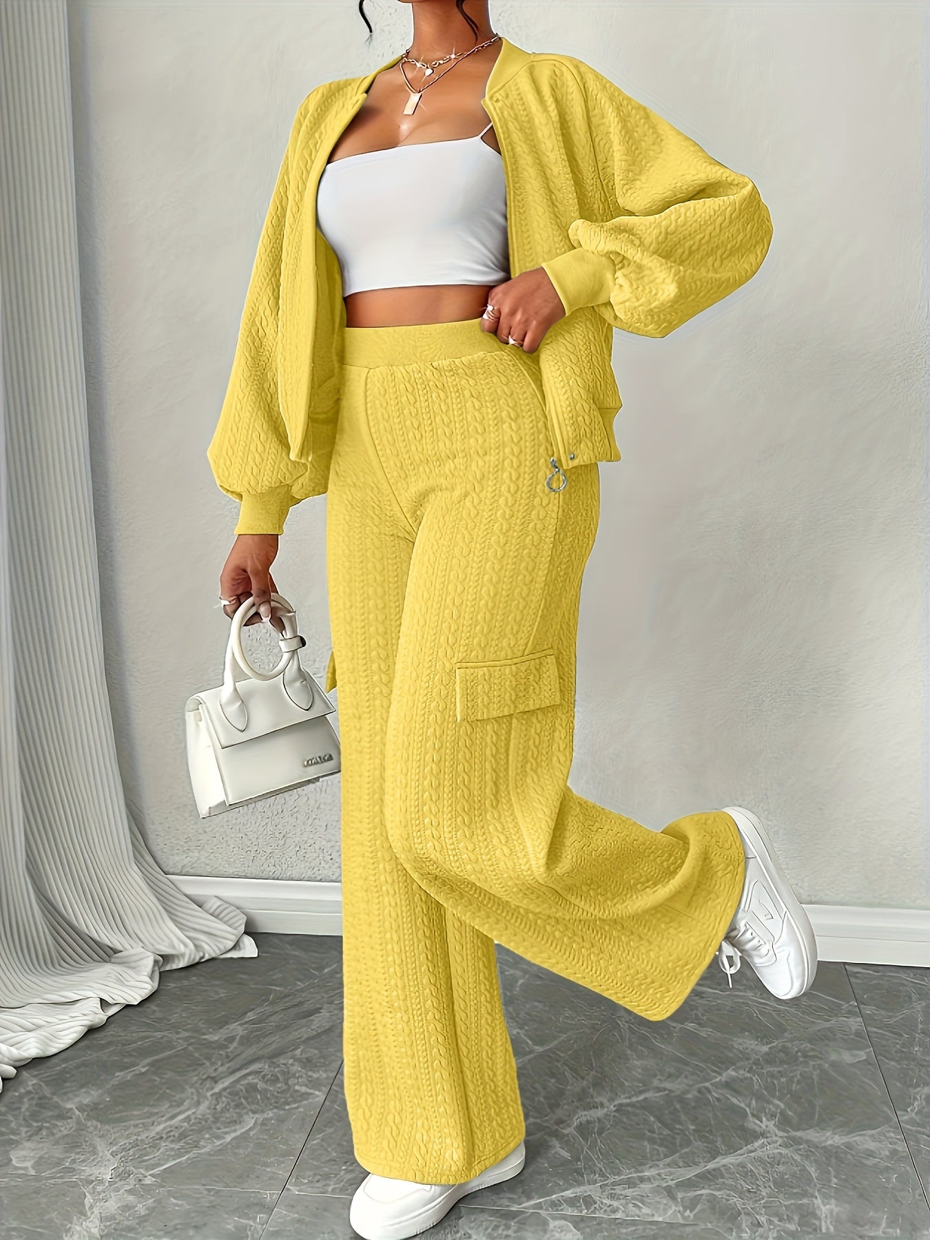 Women's Jacket and Pants Set | Stretchy Fit | Warm Fall Comfort | Polyester