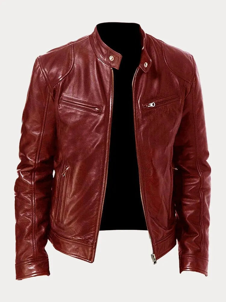Men’s Leather Moto Jacket | Lined Interior & Adjustable Cuffs | Durable Genuine Leather | Versatile Casual & Semi-Formal Wear