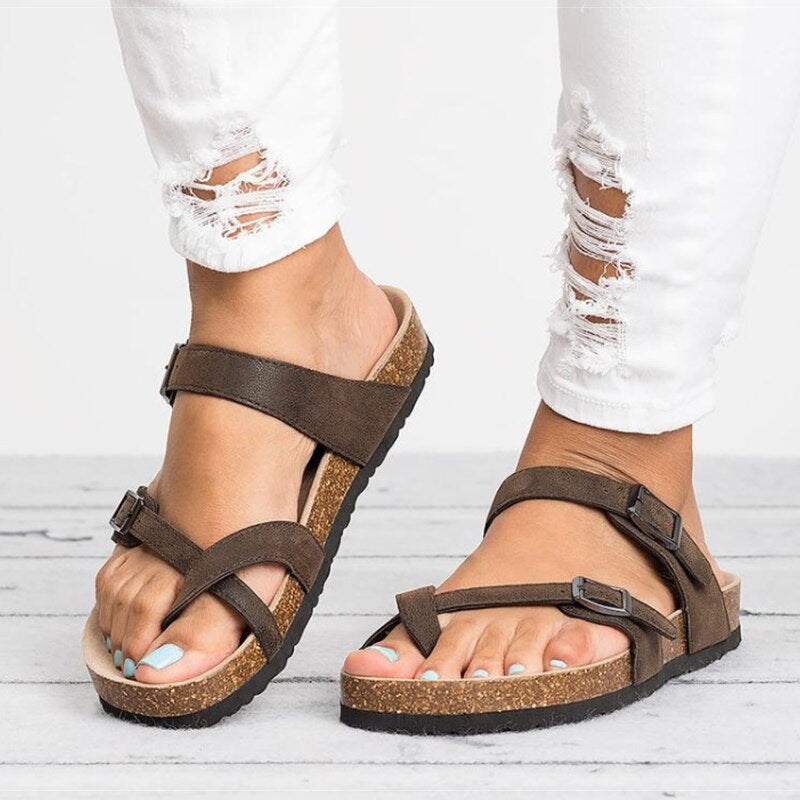 Orthopedic Adjustable Sandals | Contoured Cork Footbed & Rubber Sole | Adjustable Strap Design | Comfortable Fit for All-Day Wear