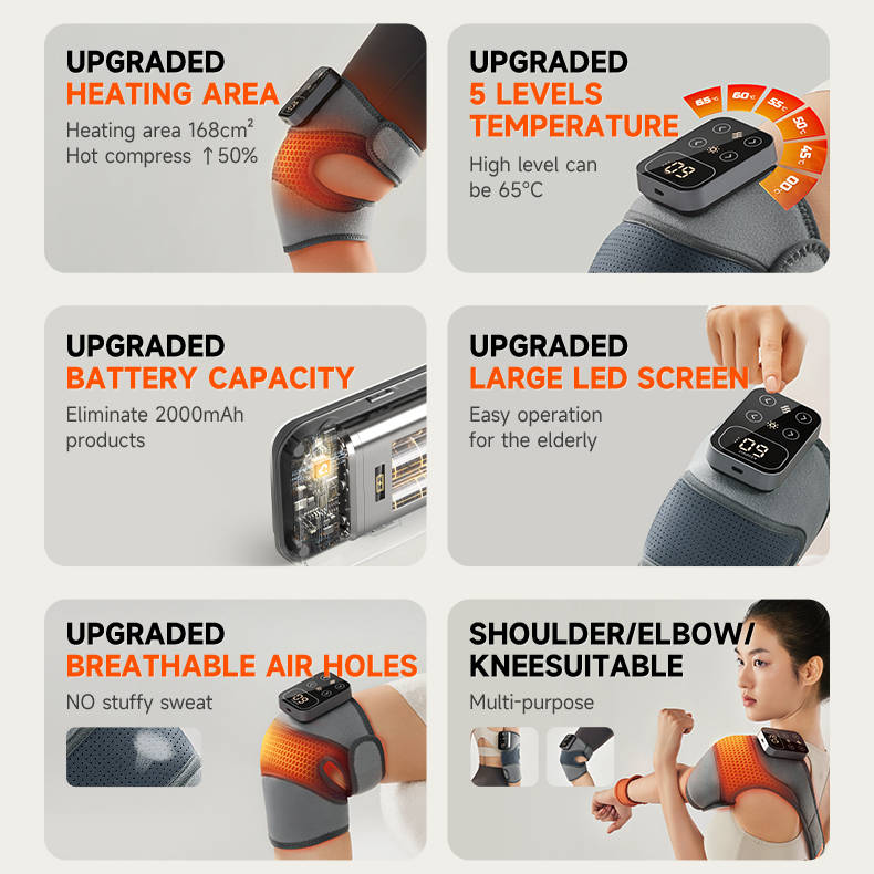Heat and Vibration Knee Massager – Cordless Pain Relief Device