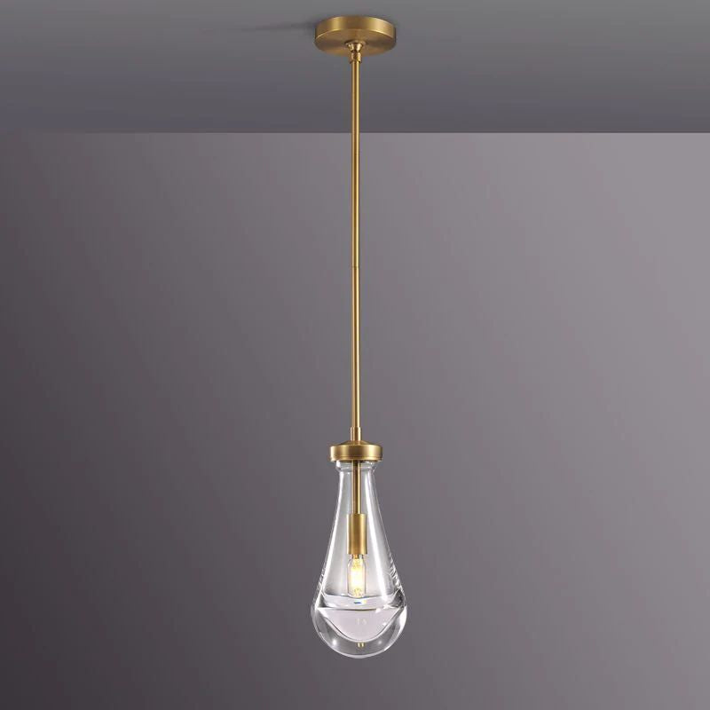 Liora — Hand-Blown Glass Raindrop Pendant Light with Warm Glow