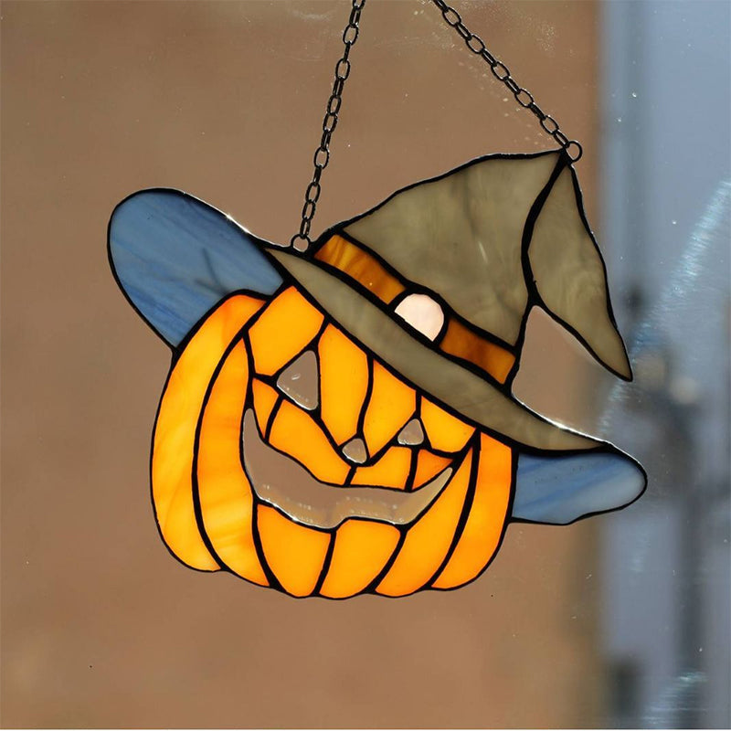 Halloween Hanging Pumpkin Ornament with Glowing Light and Hat Design