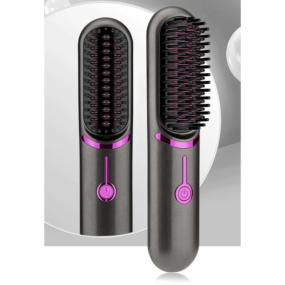 Portable Wireless Hair Straightening Brush for Effortless Styling