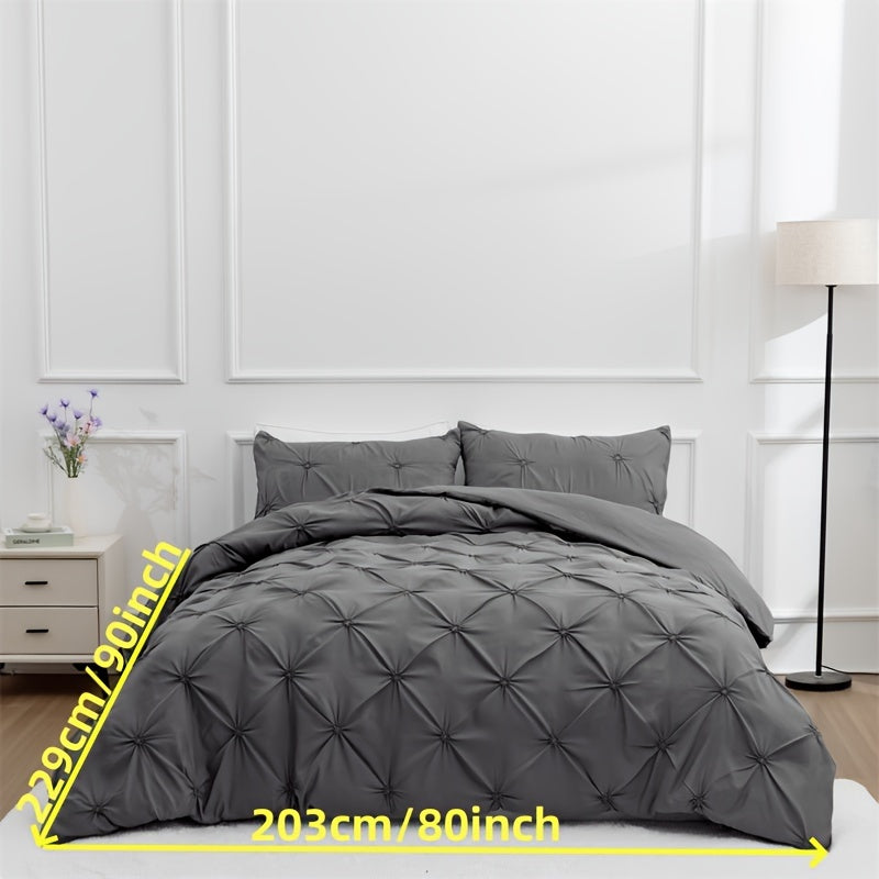 Duvet Cover Set | Quilted Texture | Breathable All-Season Comfort | Polyester