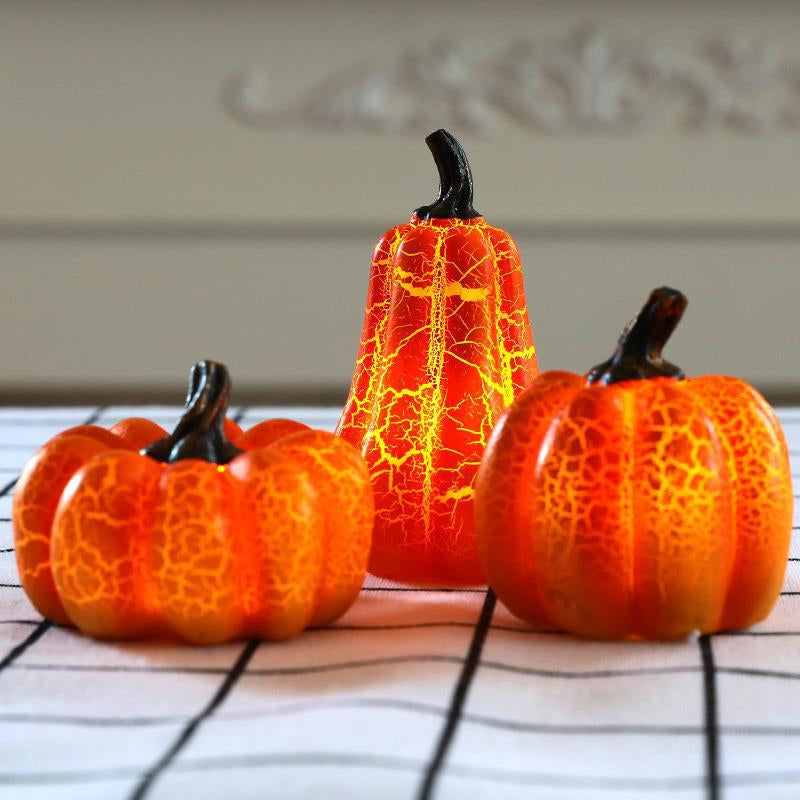 Battery-Powered Halloween Pumpkin Lanterns Set of 3 Resin Decor