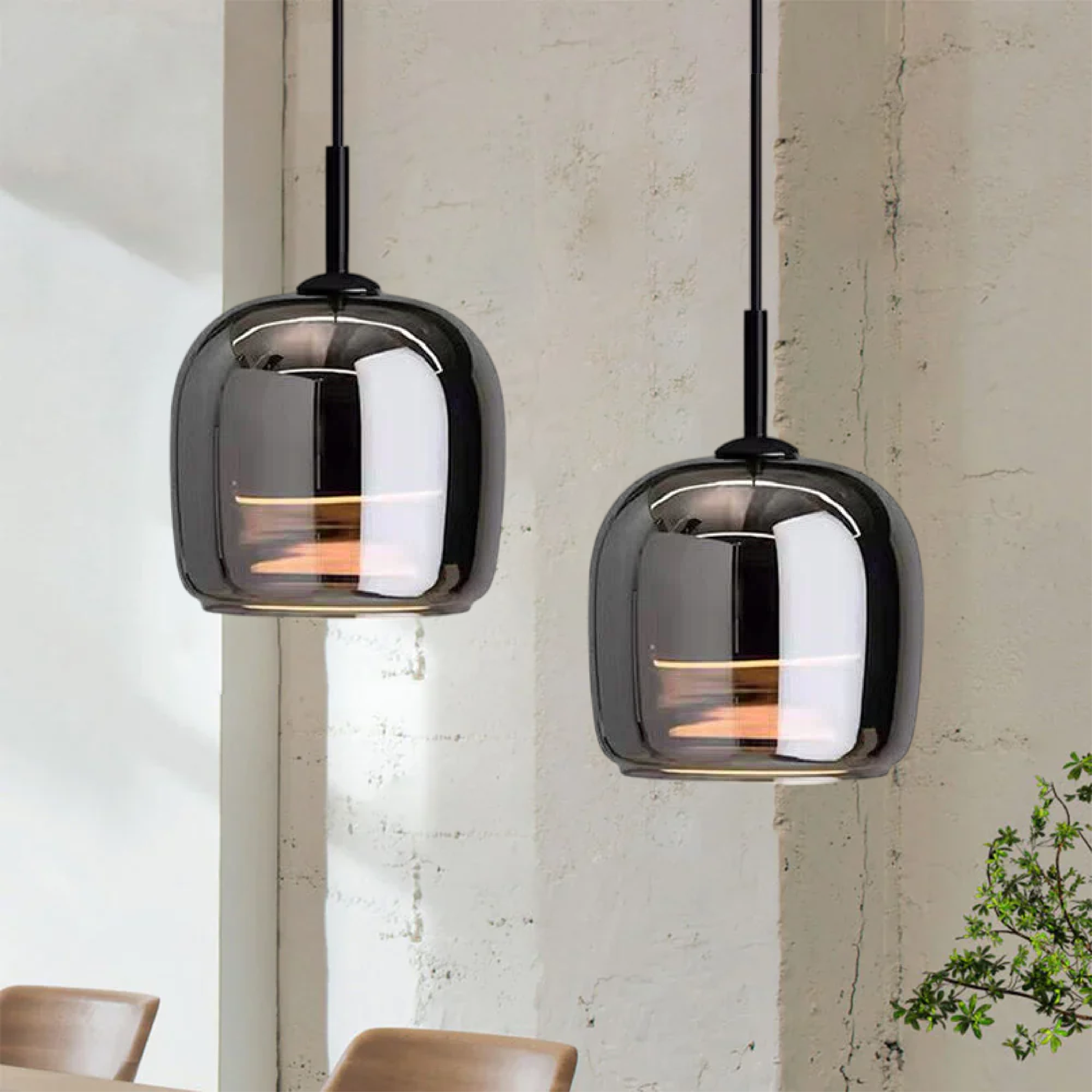 Glass Pendant Lamp | Nordic Black Design | LED Lighting | Versatile Placement