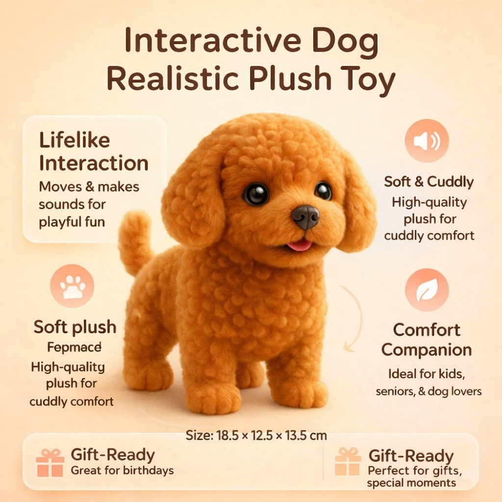 Engaging Plush Puppy Toy with Motion and Sound for Kids