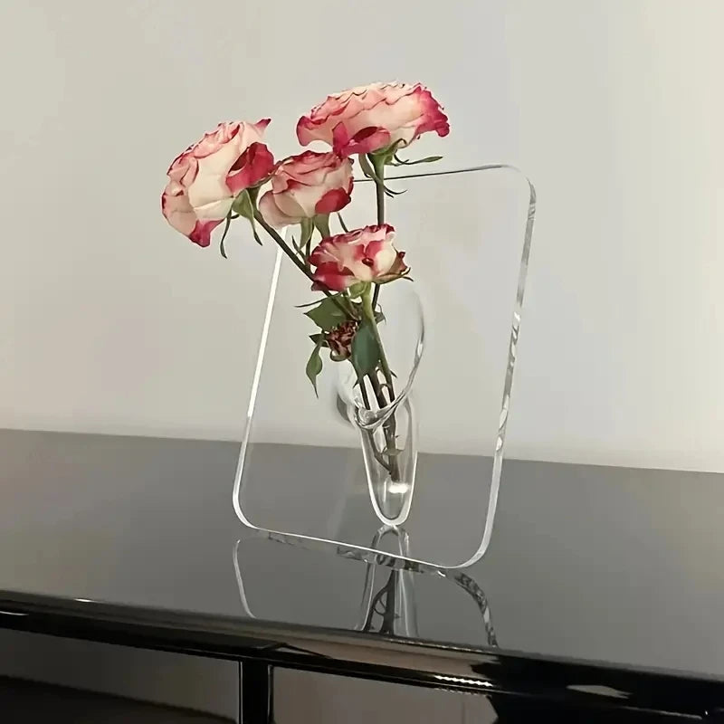 Sleek Acrylic Floral Display Frame and Vase