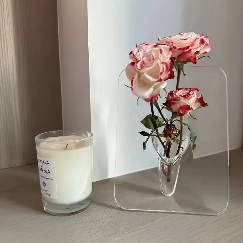 Contemporary Acrylic Vase and Picture Frame for Floral Arrangements