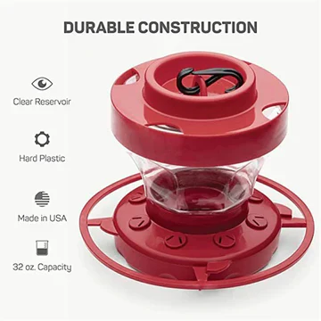 Vibrant 16oz Hummingbird Feeder with Ant Shield & No-Spill Design