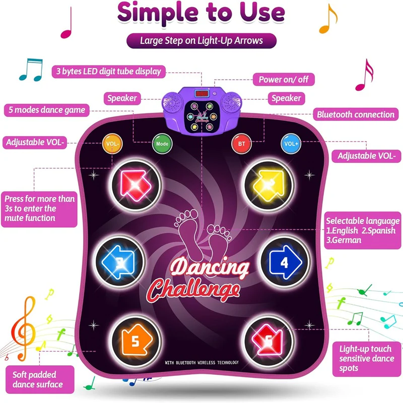 Engaging Dance Floor Mat with 5 Levels of Fun for Children