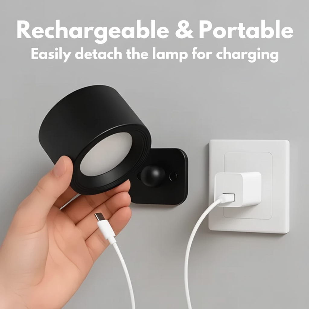 Portable LED Wall Lamp with Magnetic Mount and Adjustable Settings