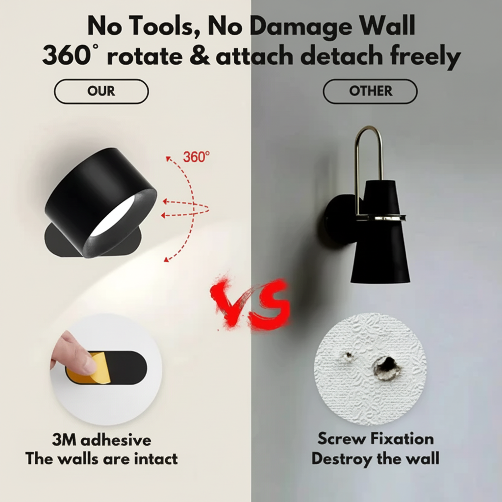 Portable LED Wall Lamp with Magnetic Mount and Adjustable Settings