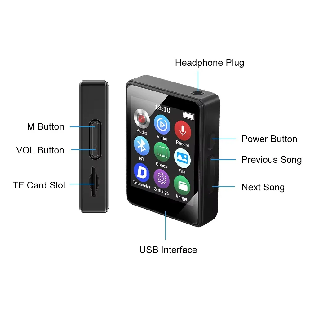 Pocket-Sized Bluetooth Music and Video Player