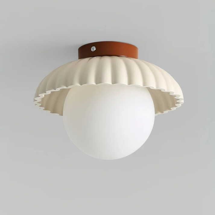 Elegant Iron Ceiling Light with Soft Cream Glass Shade