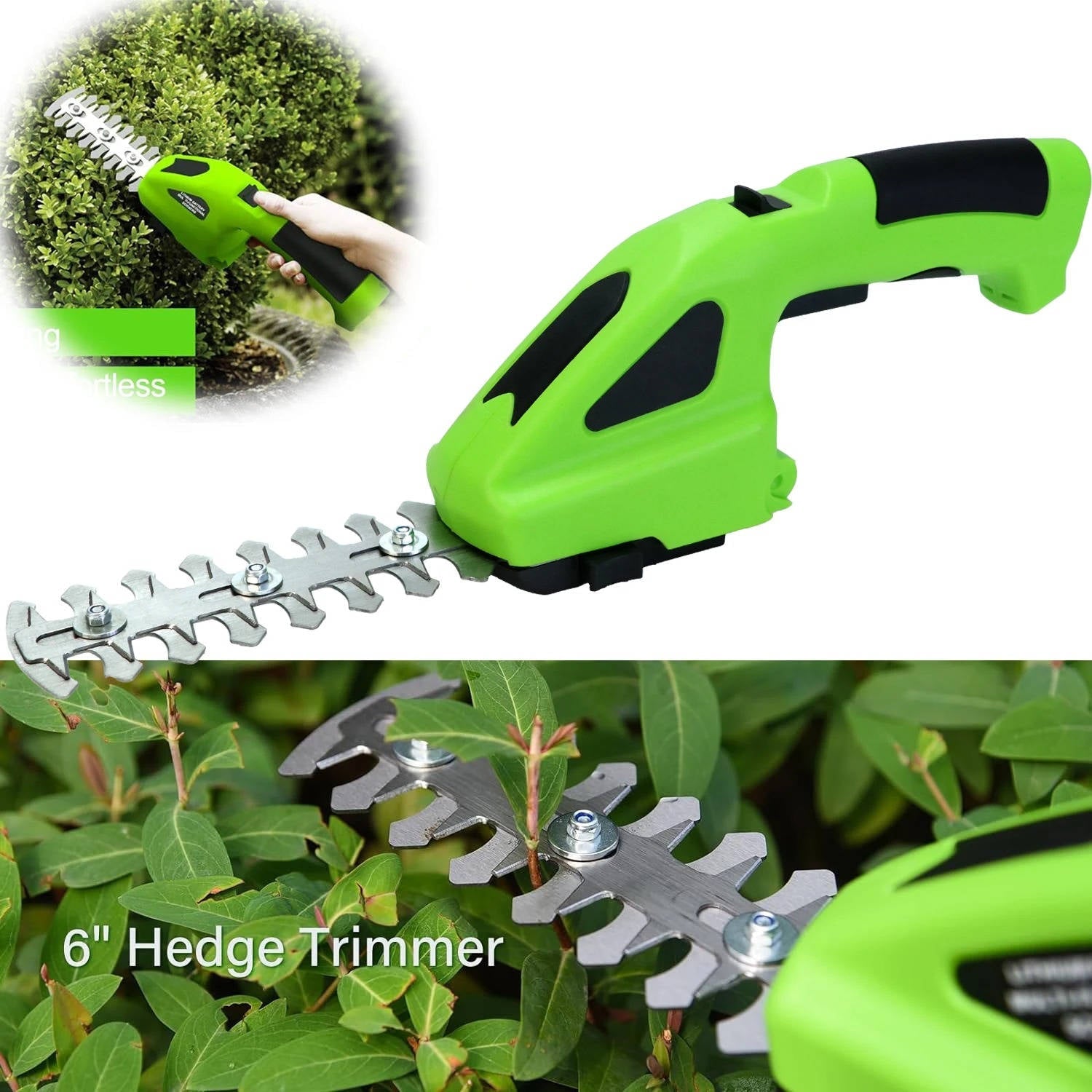 Cordless Rechargeable Garden Trimmer & Grass Cutter with Dual Blades