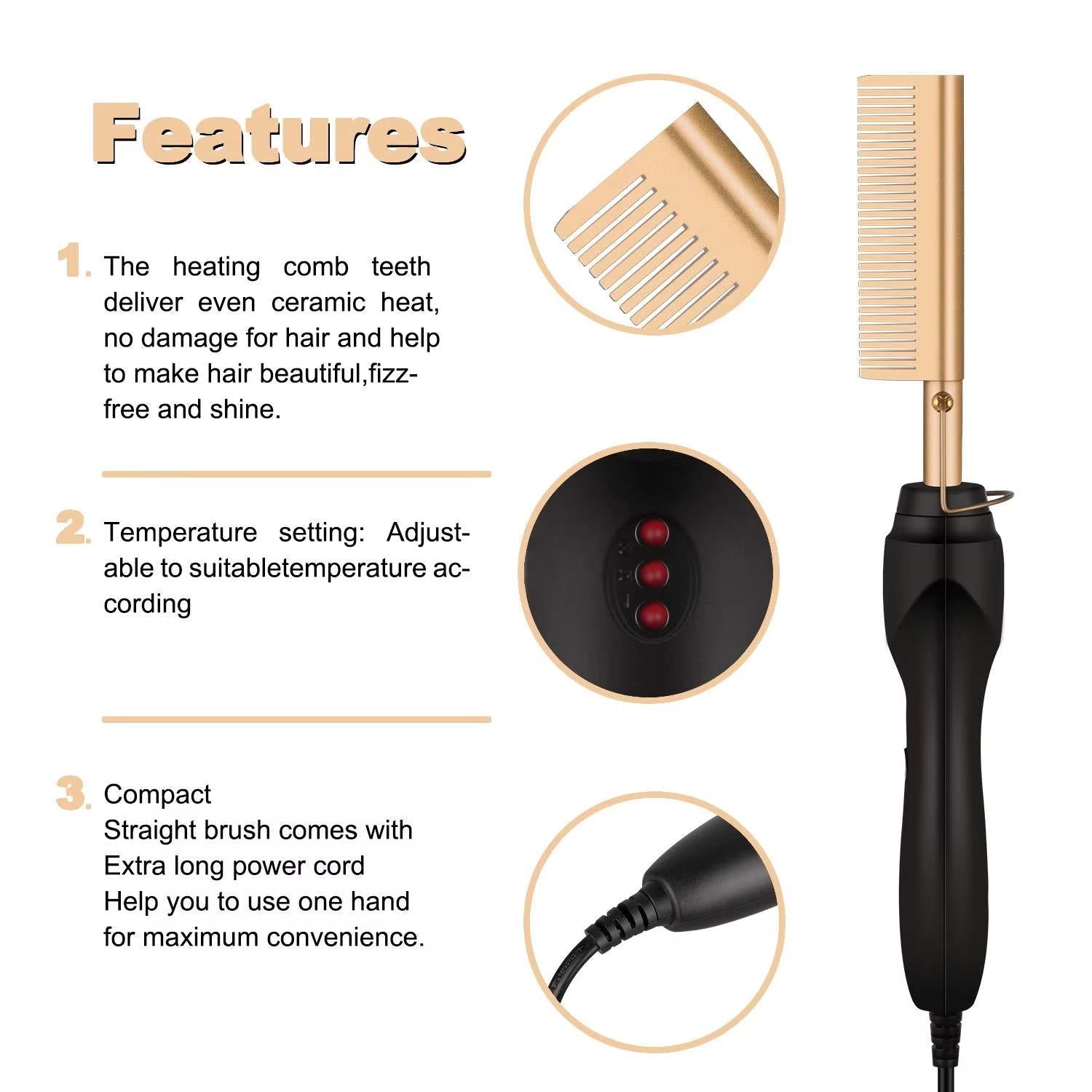Professional Hot Styling Comb for Thick and Curly Hair