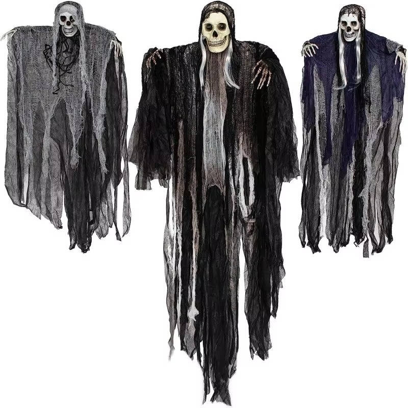 Set of Three Realistic Hanging Halloween Decorations for Indoor and Outdoor