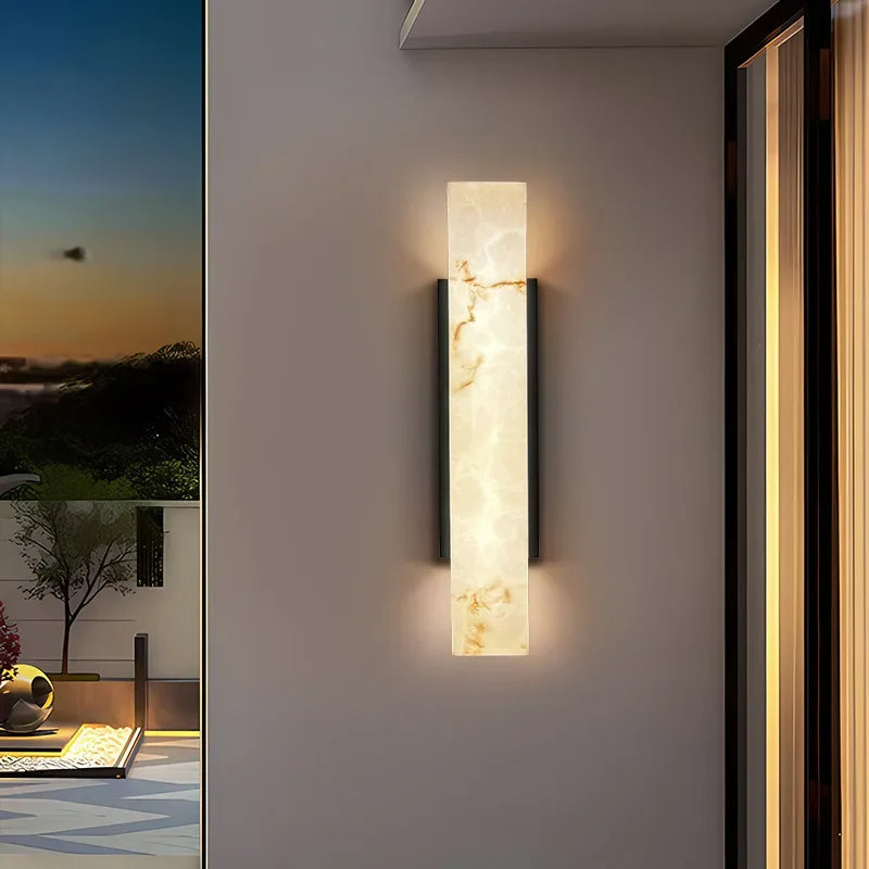 Elegant Outdoor Marble Wall Light with Stainless Steel Design