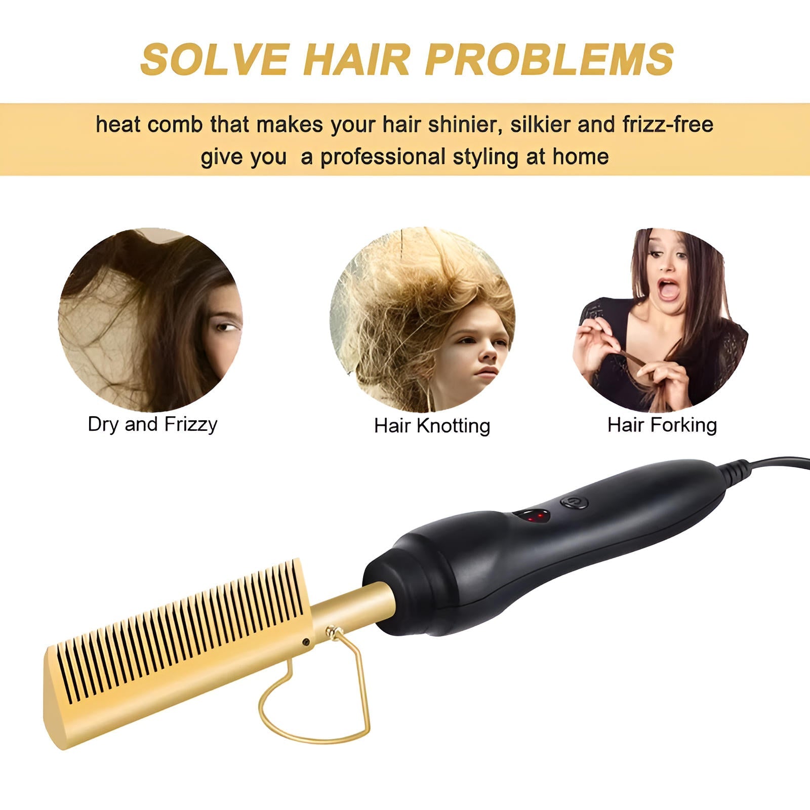 Professional Hot Styling Comb for Thick and Curly Hair