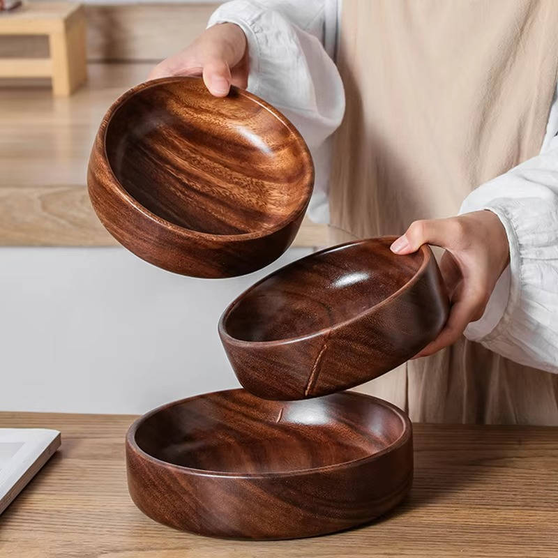 Natural Wooden Serving Bowls for Snacks and Meals