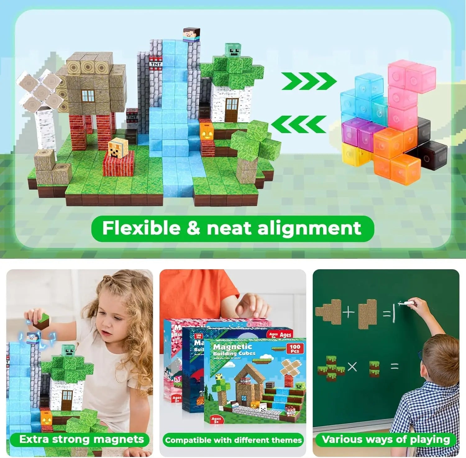 100-Piece STEM Toy Set of Magnetic Construction Blocks