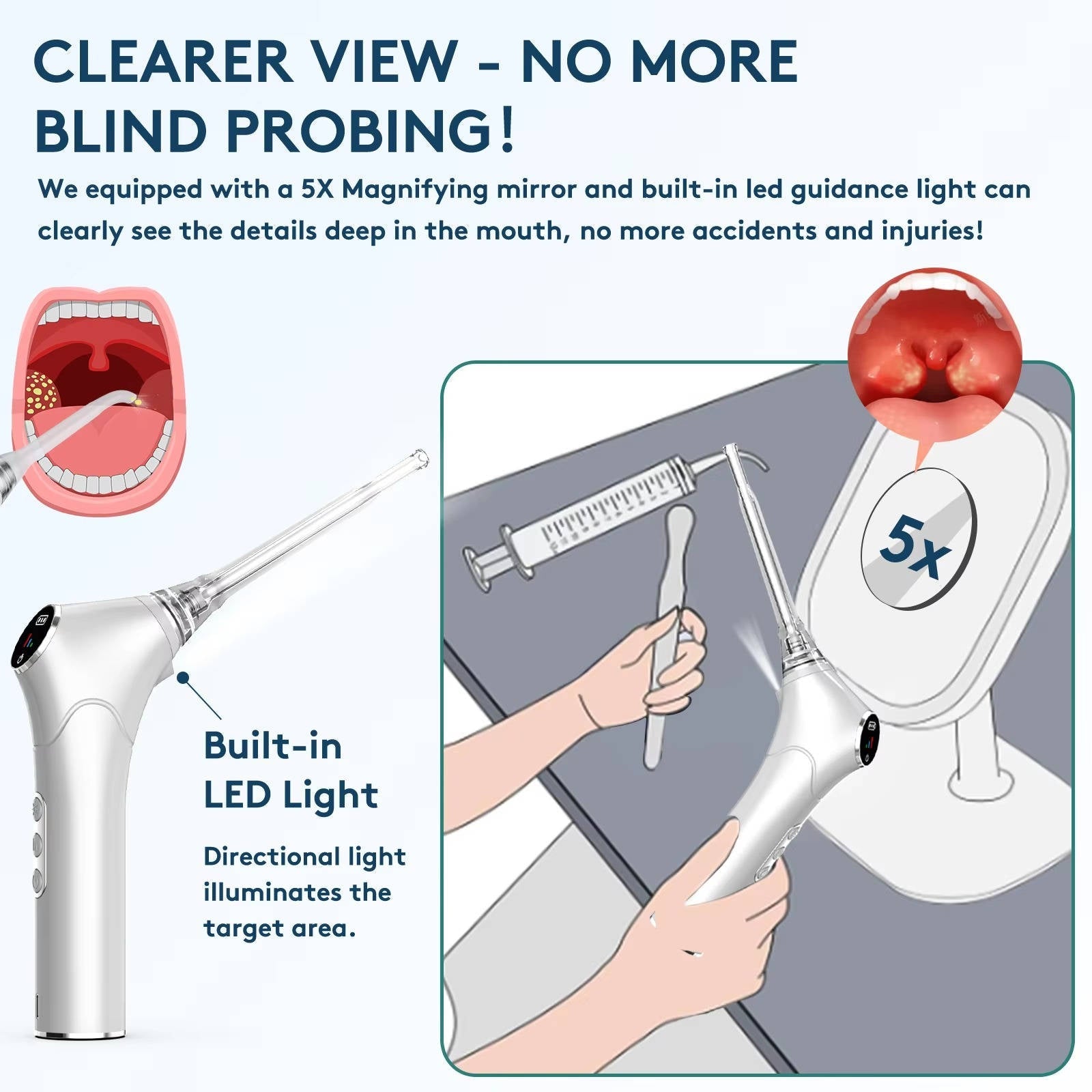 Smart Rechargeable Dental Cleaning System with Adjustable Suction