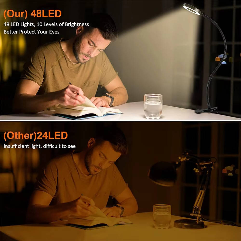 Flexible 360° Desk Lamp with Eye-Friendly Design - Clamp-On Style