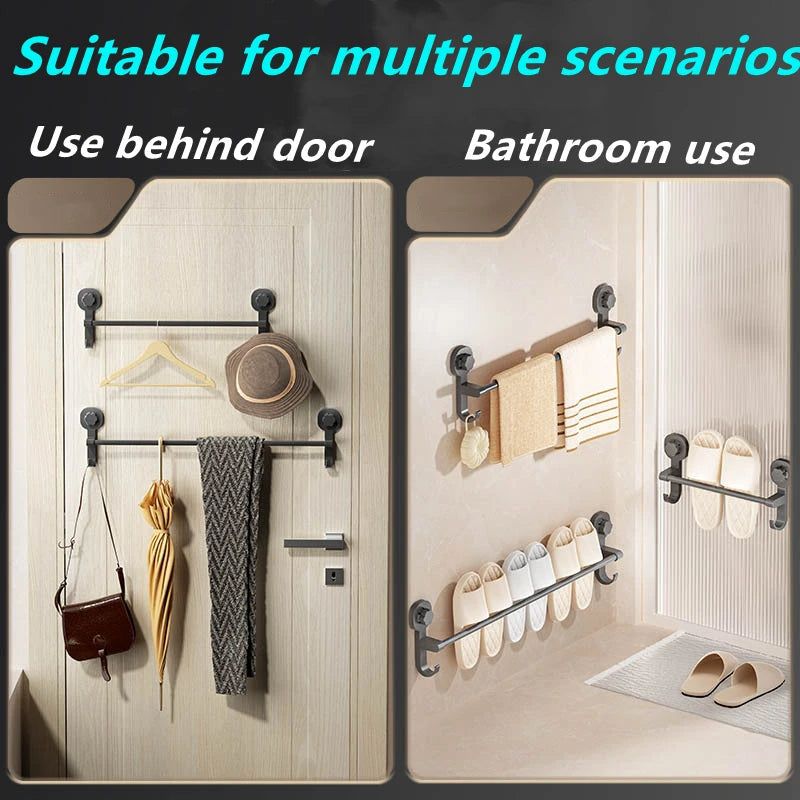 Towel Rack for Wall Installation with Suction Cup Attachment