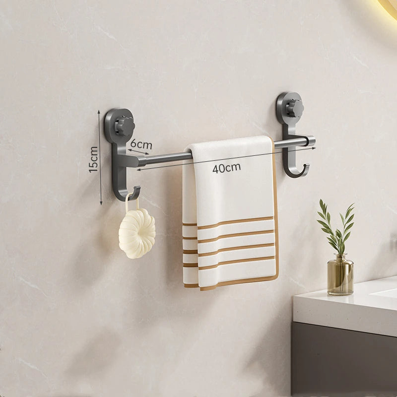 Towel Rack for Wall Installation with Suction Cup Attachment