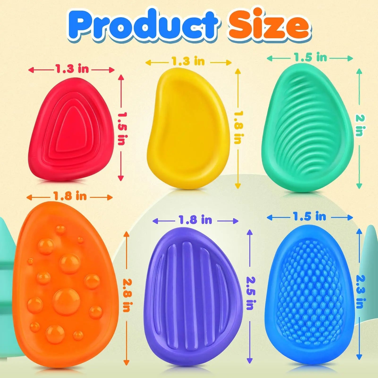 Set of 6 Silicone Sensory Stones for Fidgeting and Stress Relief