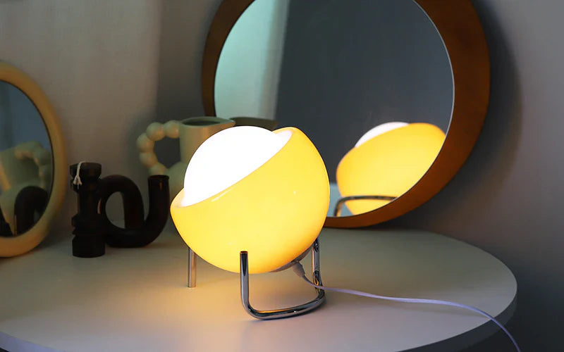 Retro-Style Table Lamp with Warm LED Light in Spherical Design