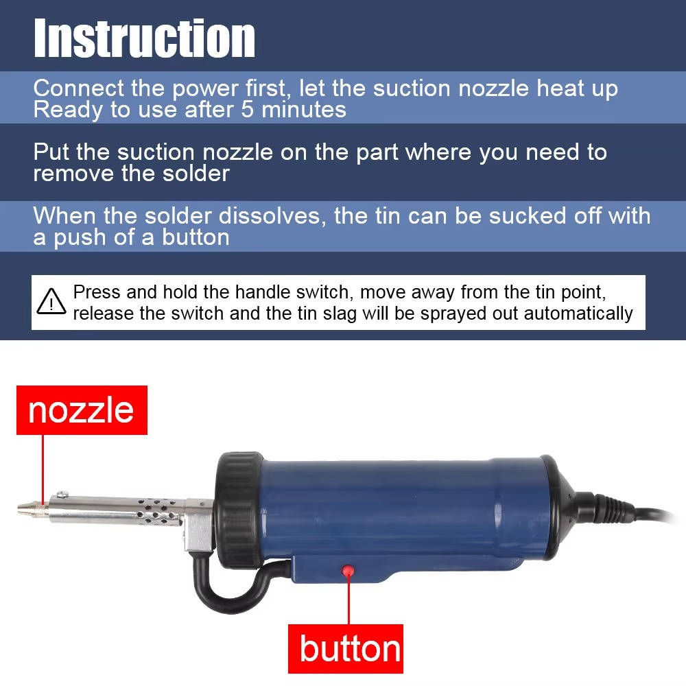 Automatic Electric Tin Sucker Desoldering Tool with 3 Nozzles