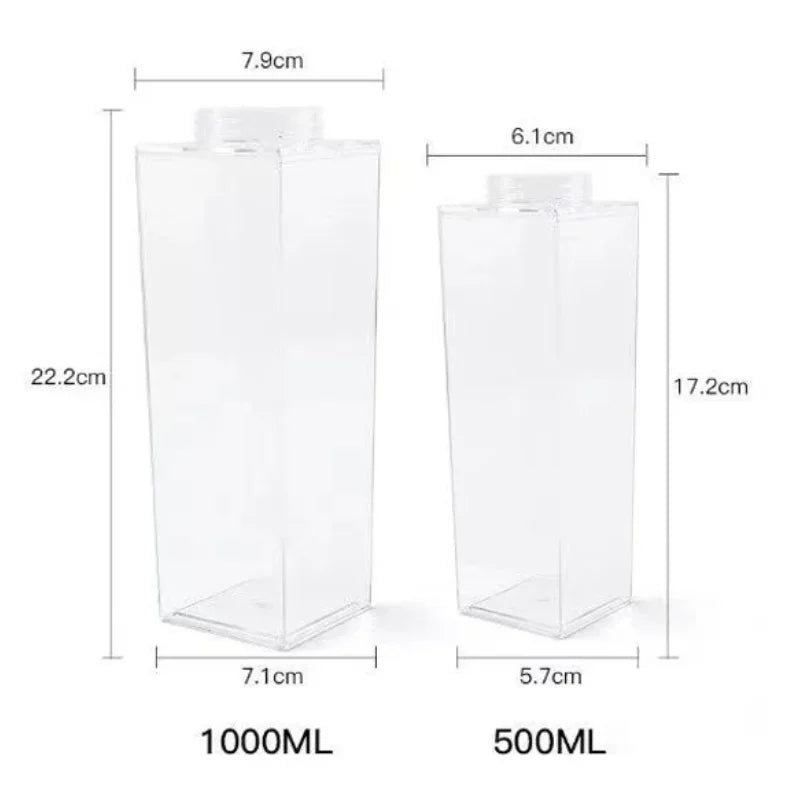 Water Bottle in Clear Milk Carton Design