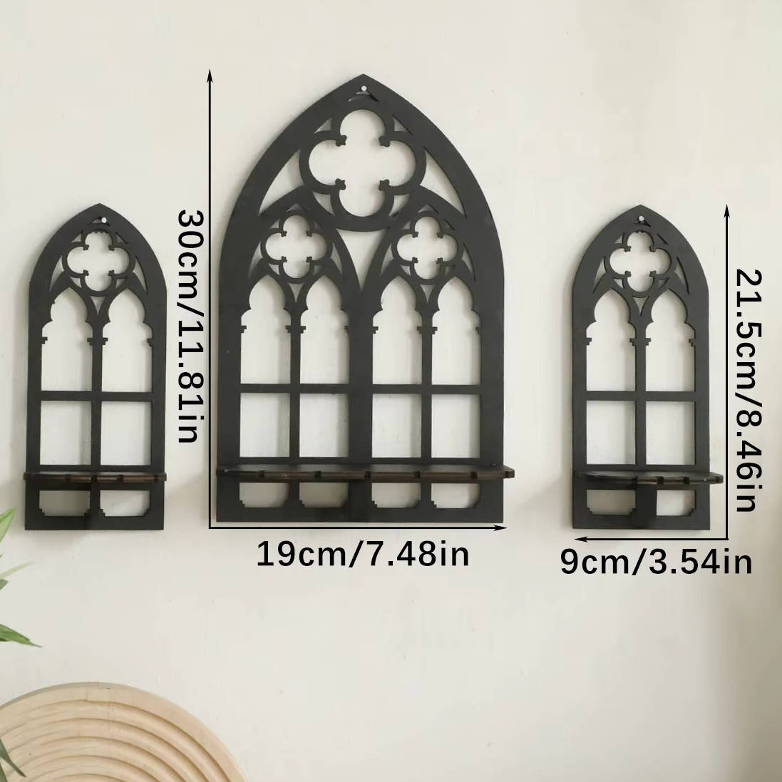 Set of 3 Gothic-Inspired Wall Decorations