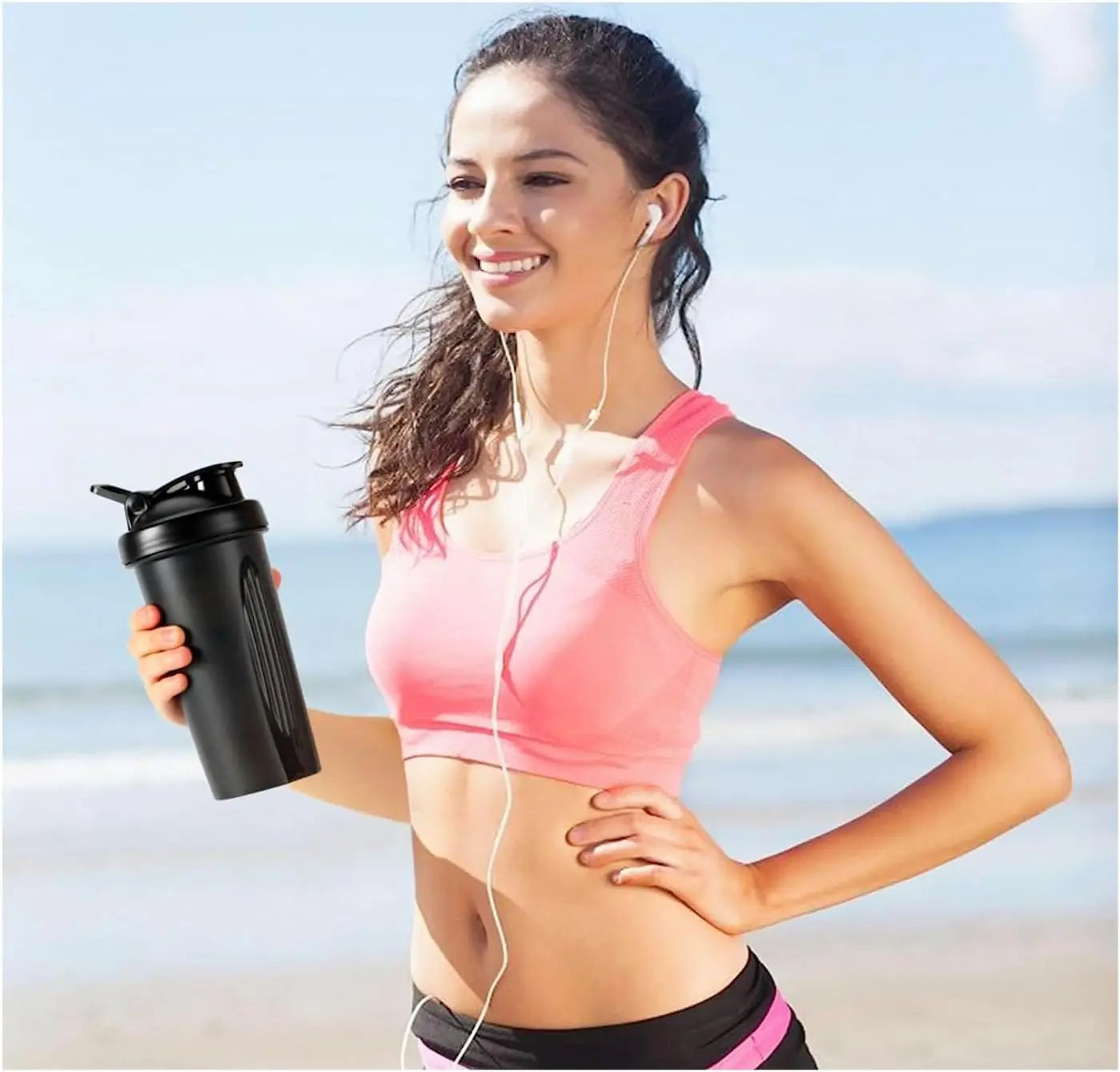 600ml No-Spill Fitness Mixer Bottle with Stainless Steel Ball