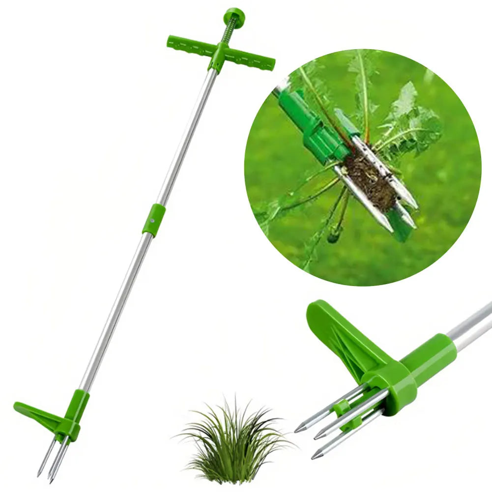 Ergonomic Stand-Up Weed Extractor with Root Grabbing Claw