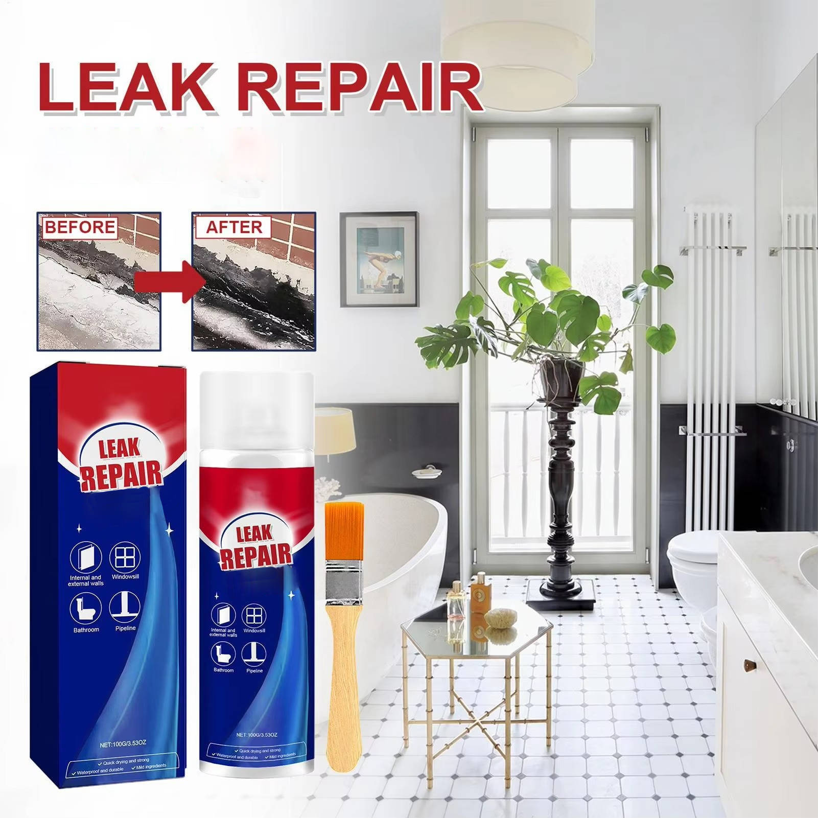 Dual Pack All-Weather Leak Fixing Sealant Spray