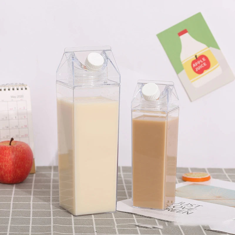 Water Bottle in Clear Milk Carton Design